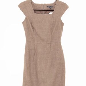 Banana Republic Tan Cap Sleeve Midi Wool Dress